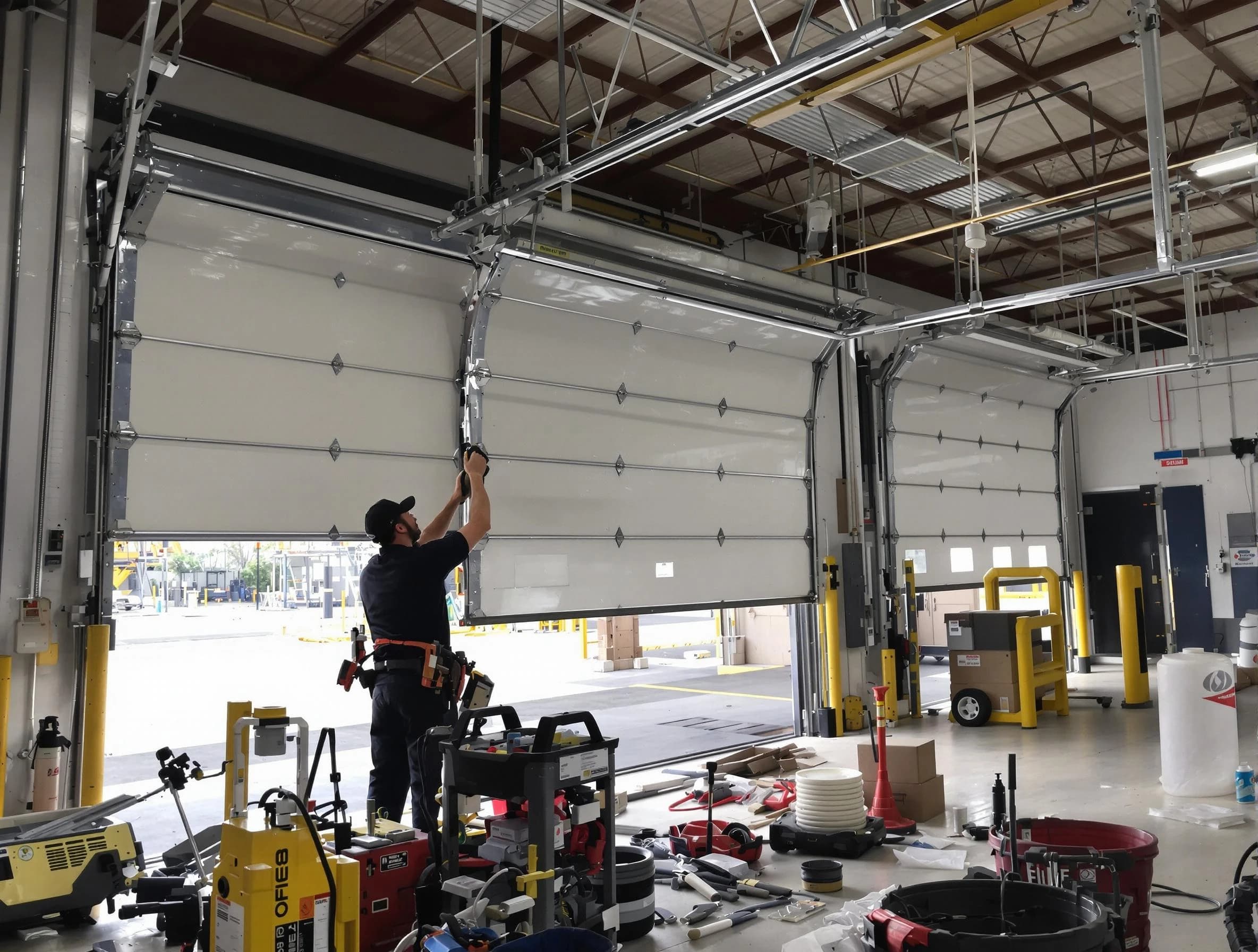 Roy Garage Door Repair technician performing commercial garage door repair in Roy